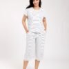 Rose Miss Pyjama pantacourt – Réf 00130 – Blanc rayé marine