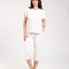 Rose Miss Pyjama pantacourt – Réf 00130 – Blanc rayé beige