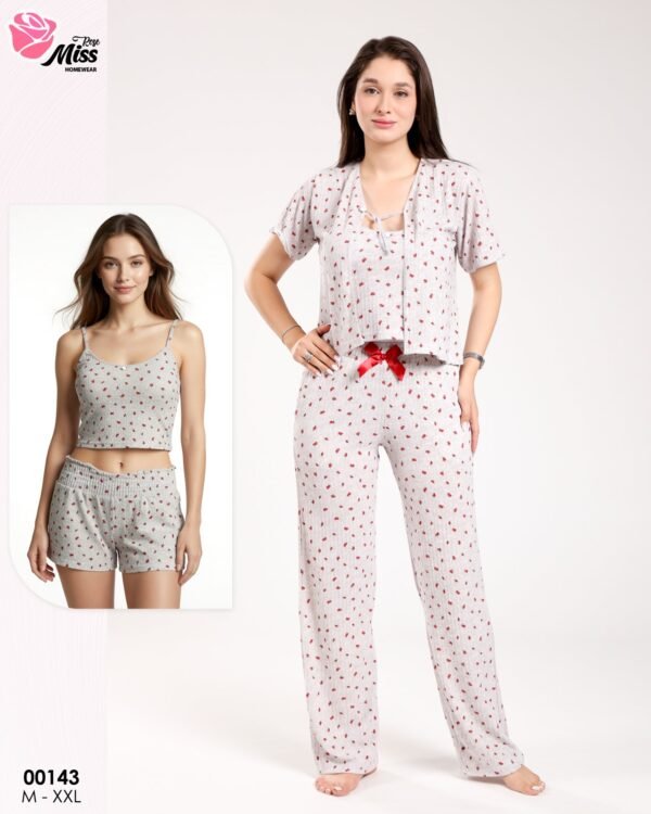 Rose Miss Pyjama 4 pièces – Réf 00143 – Gris