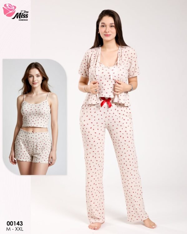 Rose Miss Pyjama 4 pièces – Réf 00143 – Rose