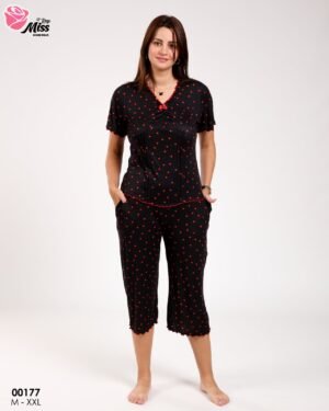 Rose Miss Pyjama pantacourt – Réf 00177 – Noir