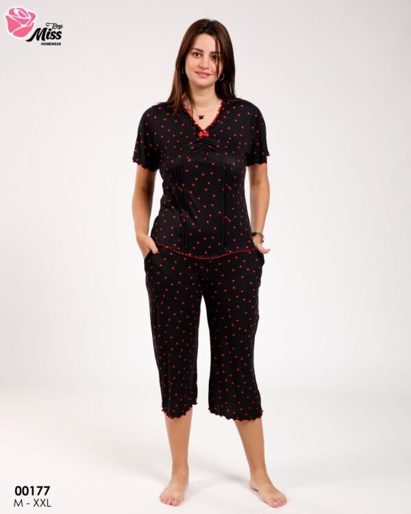 Rose Miss Pyjama pantacourt – Réf 00177 – Noir