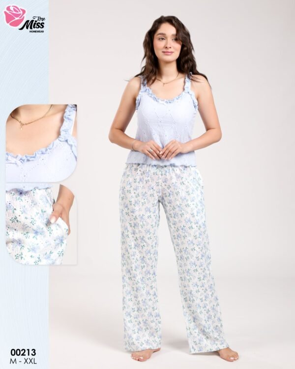 Rose Miss Pyjama – Réf 00213 – Bleu ciel