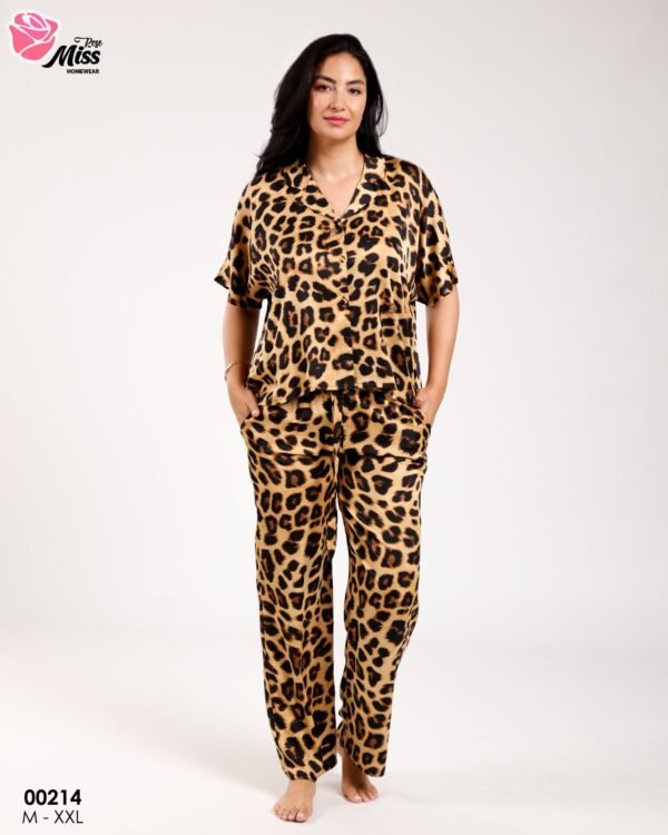 Rose Miss Pyjama satin léopard – Réf 00214 – Léopard camel
