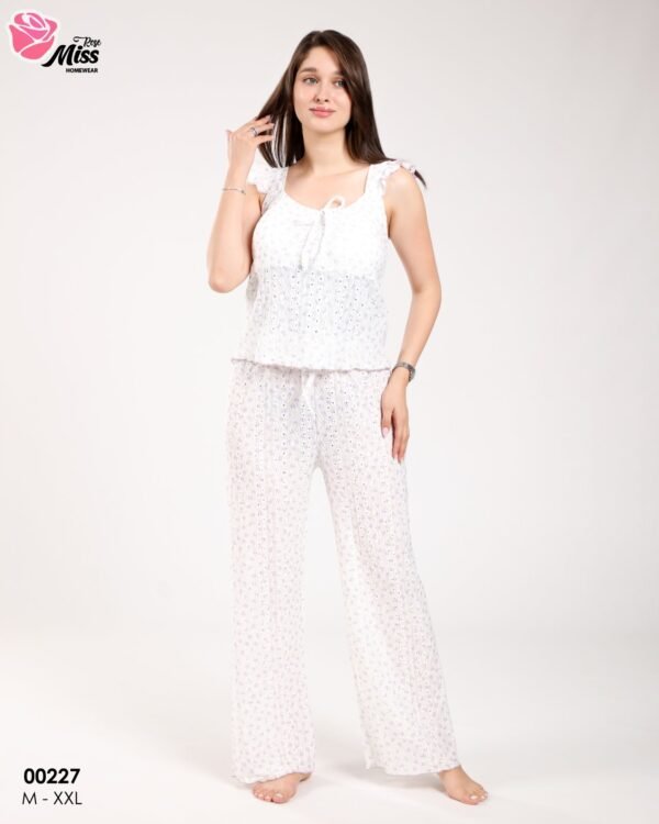 Rose Miss Pyjama – Réf 00227 – Blanc fleurs lilas