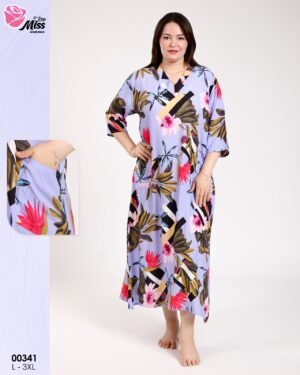 Rose Miss Robe d'intérieur longue – Réf 00341 – Lavande