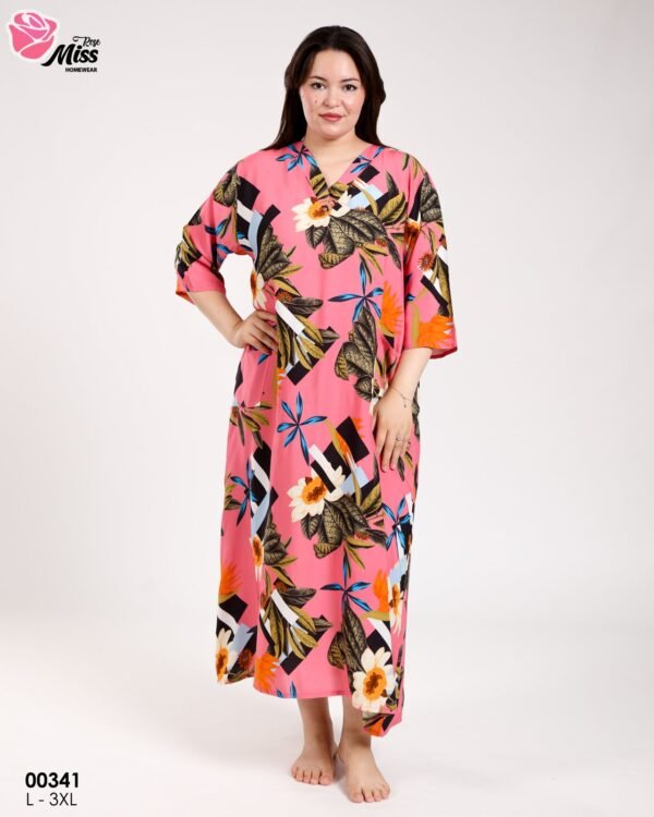 Rose Miss Robe d'intérieur longue – Réf 00341 – Rose corail