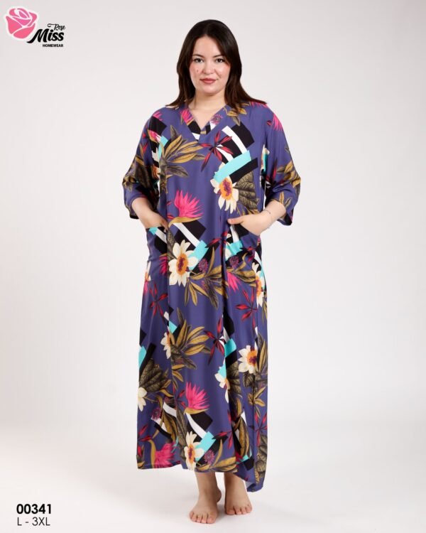 Rose Miss Robe d'intérieur longue – Réf 00341 – Bleu marine