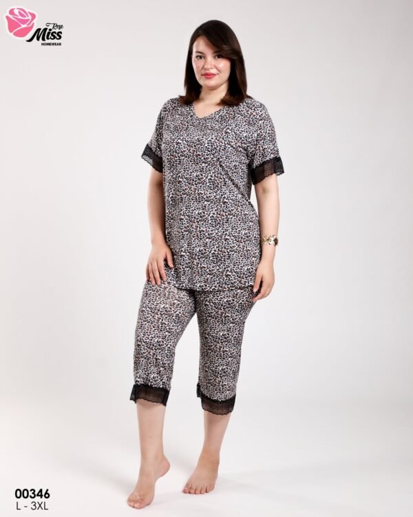 Rose Miss Pyjama pantacourt – Réf 00346 – Taupe léopard