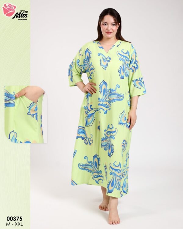 Rose Miss Robe d'intérieur longue – Réf 00375 – Vert anis