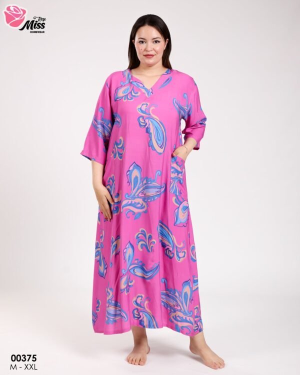 Rose Miss Robe d'intérieur longue – Réf 00375 – Fuchsia