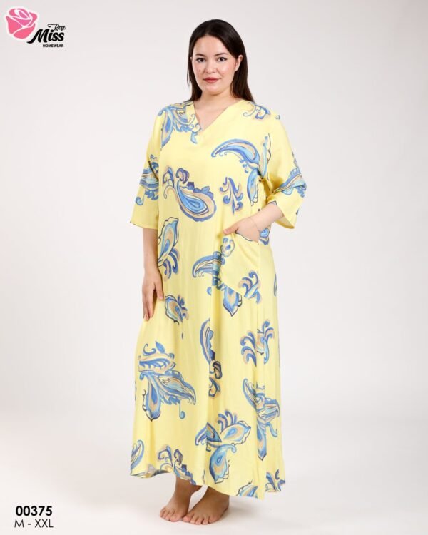 Rose Miss Robe d'intérieur longue – Réf 00375 – Jaune