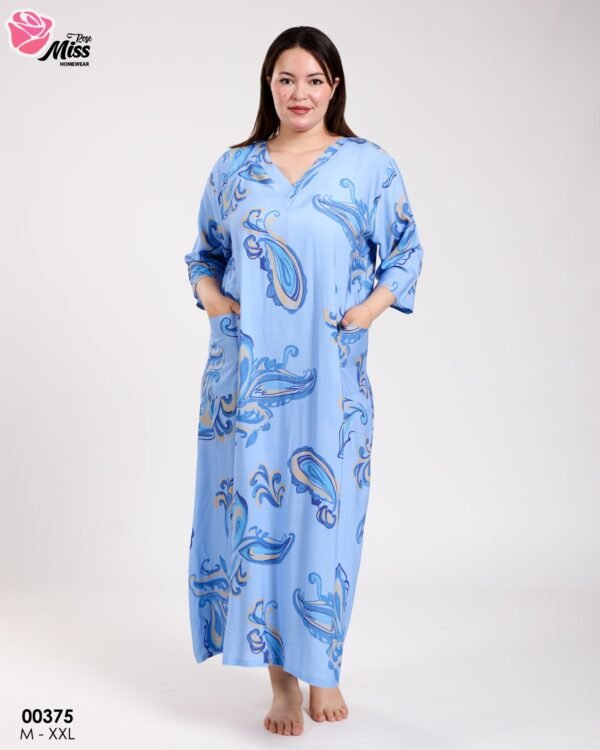 Rose Miss Robe d'intérieur longue – Réf 00375 – Bleu ciel