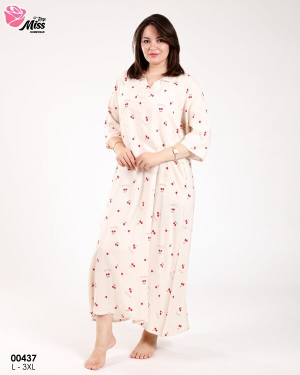 Rose Miss Robe d'intérieur longue – Réf 00437 – Écru
