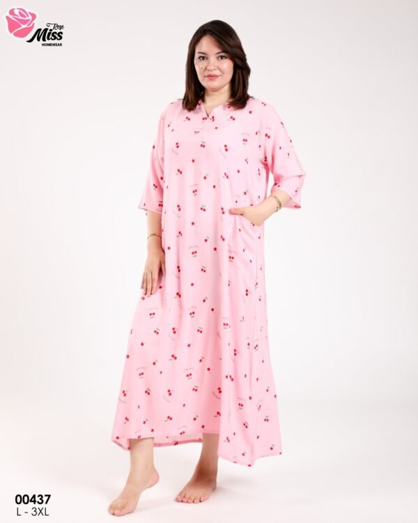 Rose Miss Robe d'intérieur longue – Réf 00437 – Rose