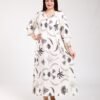 Rose Miss Robe d'intérieur longue – Réf 00438 – Écru motif gris