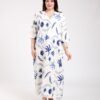 Rose Miss Robe d'intérieur longue – Réf 00438 – Écru motif bleu