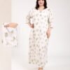 Rose Miss Robe d'intérieur longue – Réf 00439 – Écru motif kaki