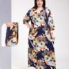 Rose Miss Robe d'intérieur longue – Réf 00487 – Bleu marine