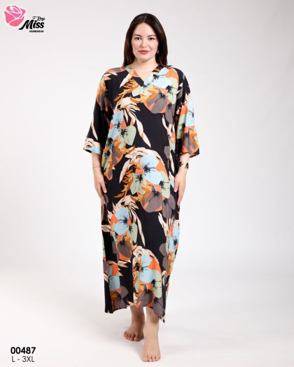 Rose Miss Robe d'intérieur longue – Réf 00487 – Noir