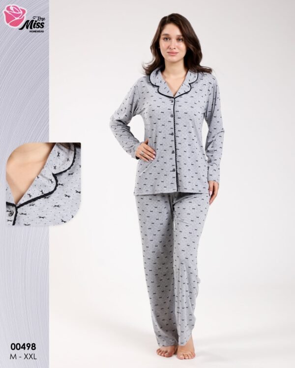 Rose Miss Pyjama – Réf 00498 – Gris passepoil noir