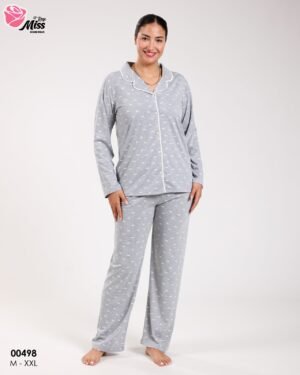 Rose Miss Pyjama – Réf 00498 – Gris passepoil blanc