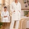 Rose Miss Pyjama 3 pièces avec robe de chambre – Réf 00511 – Écru