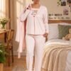 Rose Miss Pyjama 3 pièces avec robe de chambre – Réf 00511 – Rose