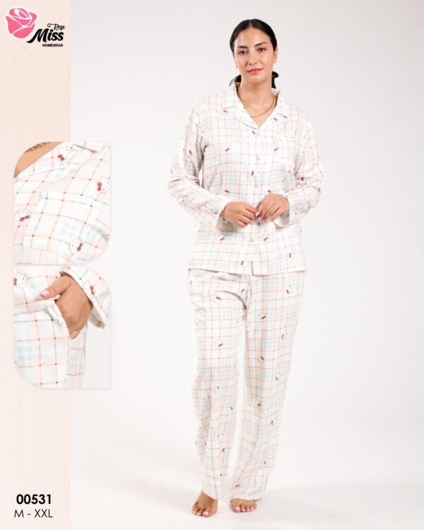 Rose Miss Pyjama à carreaux – Réf 00531 – Blanc rose
