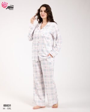 Rose Miss Pyjama à carreaux – Réf 00531 – Blanc bleu