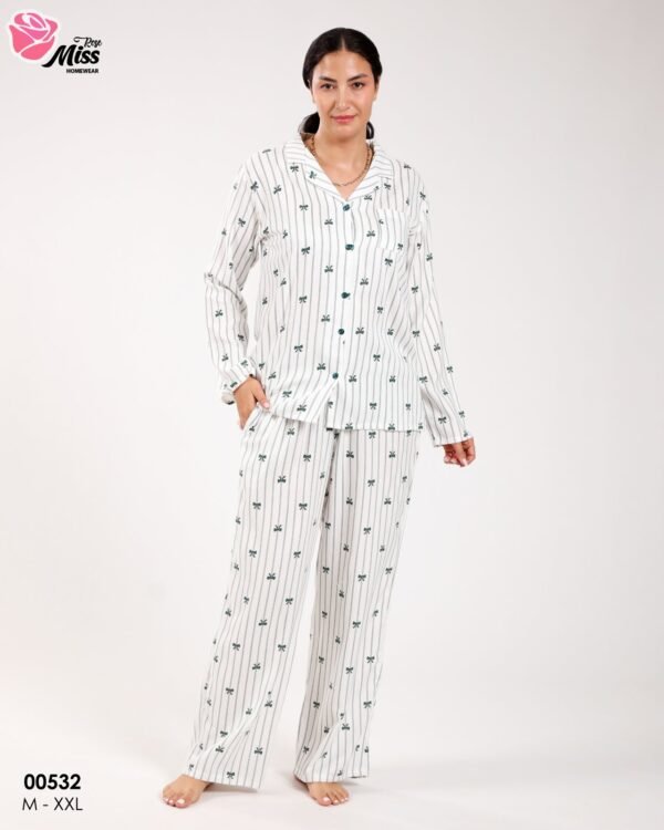 Rose Miss Pyjama rayé – Réf 00532 – Blanc vert
