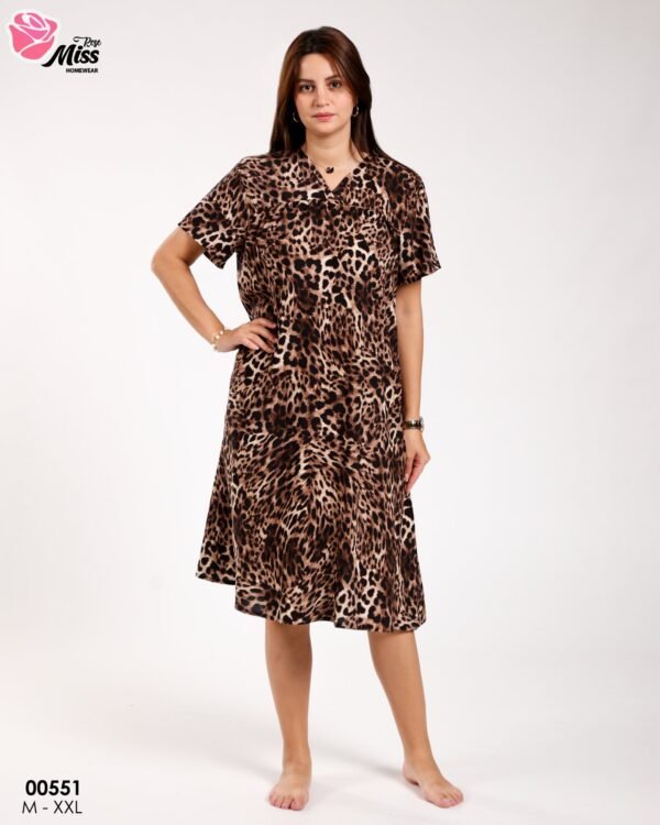 Rose Miss Chemise de nuit léopard – Réf 00551 – Léopard marron