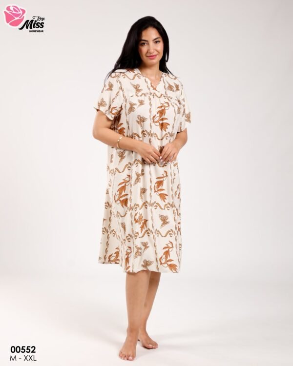 Rose Miss Chemise de nuit – Réf 00552 – Écru motif camel