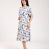 Rose Miss Chemise de nuit – Réf 00552 – Écru motif bleu