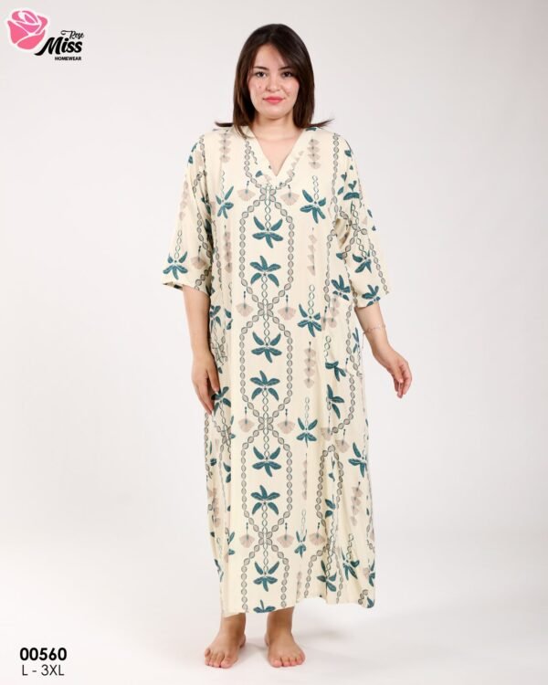 Rose Miss Robe d'intérieur longue – Réf 00560 – Écru
