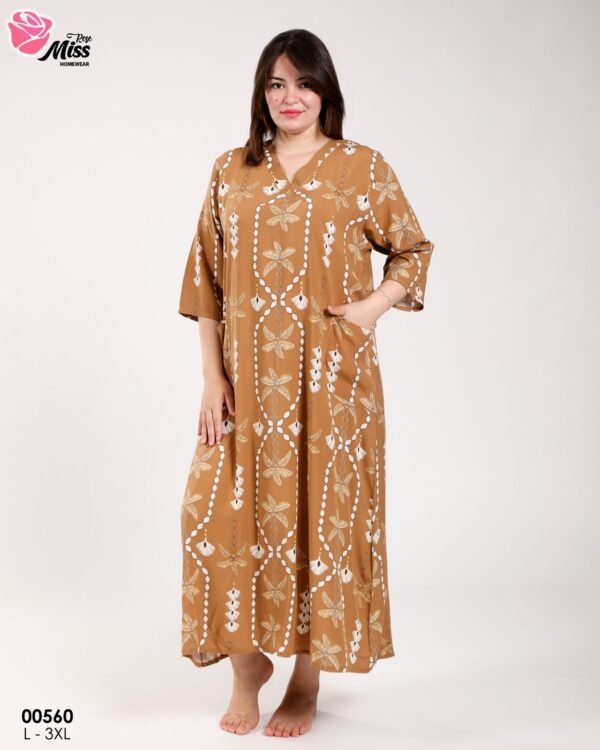 Rose Miss Robe d'intérieur longue – Réf 00560 – Camel