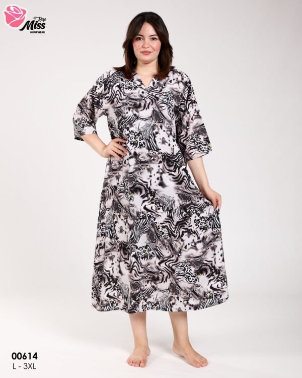 Rose Miss Robe d'intérieur longue – Réf 00614 – Gris zébré