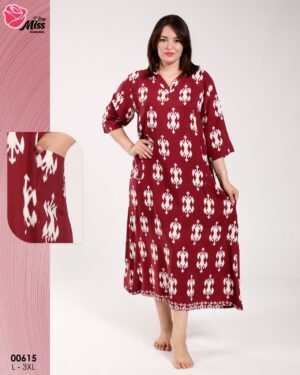 Rose Miss Robe d'intérieur longue – Réf 00615 – Bordeaux