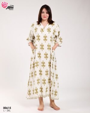 Rose Miss Robe d'intérieur longue – Réf 00615 – Écru