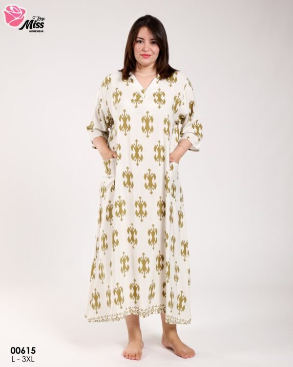 Rose Miss Robe d'intérieur longue – Réf 00615 – Écru