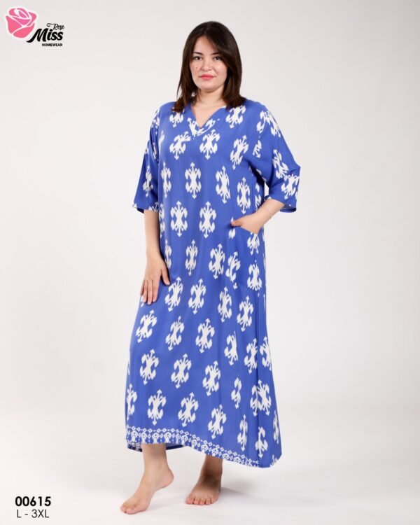 Rose Miss Robe d'intérieur longue – Réf 00615 – Bleu roi