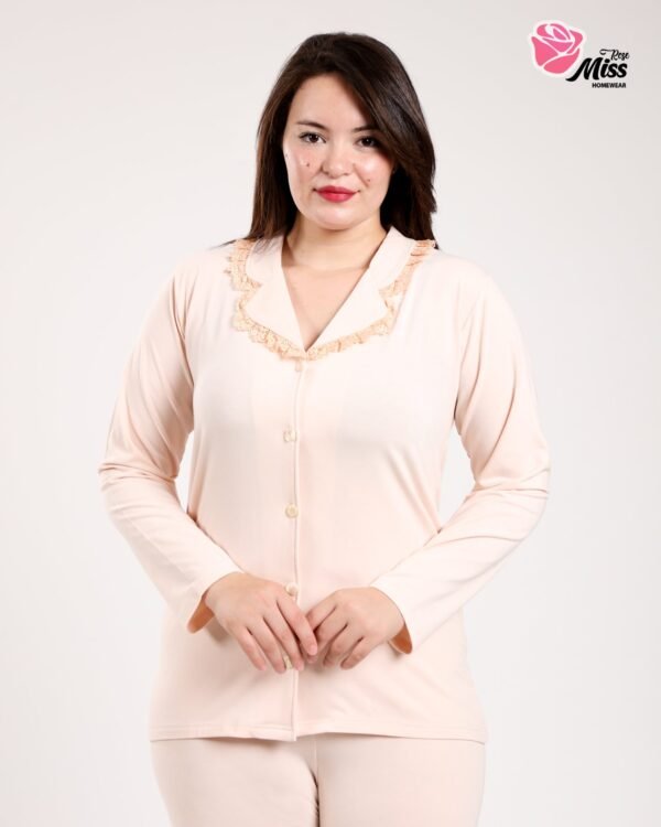 Rose Miss Pyjama 3 pièces avec robe de chambre – Réf 00656 – Rose poudré