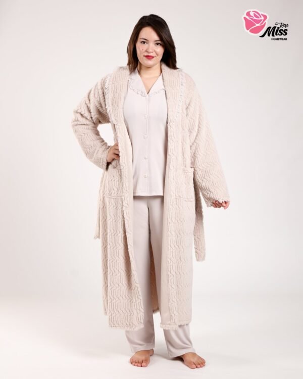 Rose Miss Pyjama 3 pièces avec robe de chambre – Réf 00656 – Beige