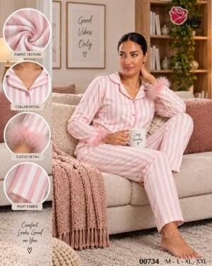 Rose Miss Pyjama rayé – Réf 00734 – Rose rayé