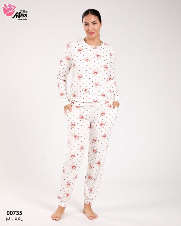 Rose Miss Pyjama – Réf 00735 – Blanc motif rose