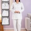 Rose Miss Pyjama boutonné imprimé – Réf 00750 – Blanc et gris