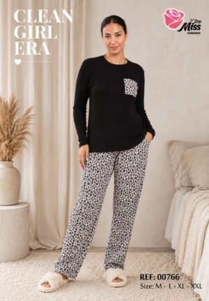 Rose Miss Pyjama léopard – Réf 00766 – Noir léopard gris