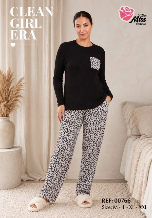 Rose Miss Pyjama léopard – Réf 00766 – Noir léopard gris