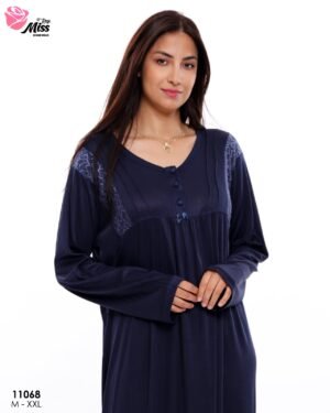 Rose Miss Chemise de nuit longue – Réf 11068 – Bleu marine