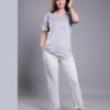 Rose Miss Pyjama t-shirt brodé pantalon – Réf 11177 – Gris
